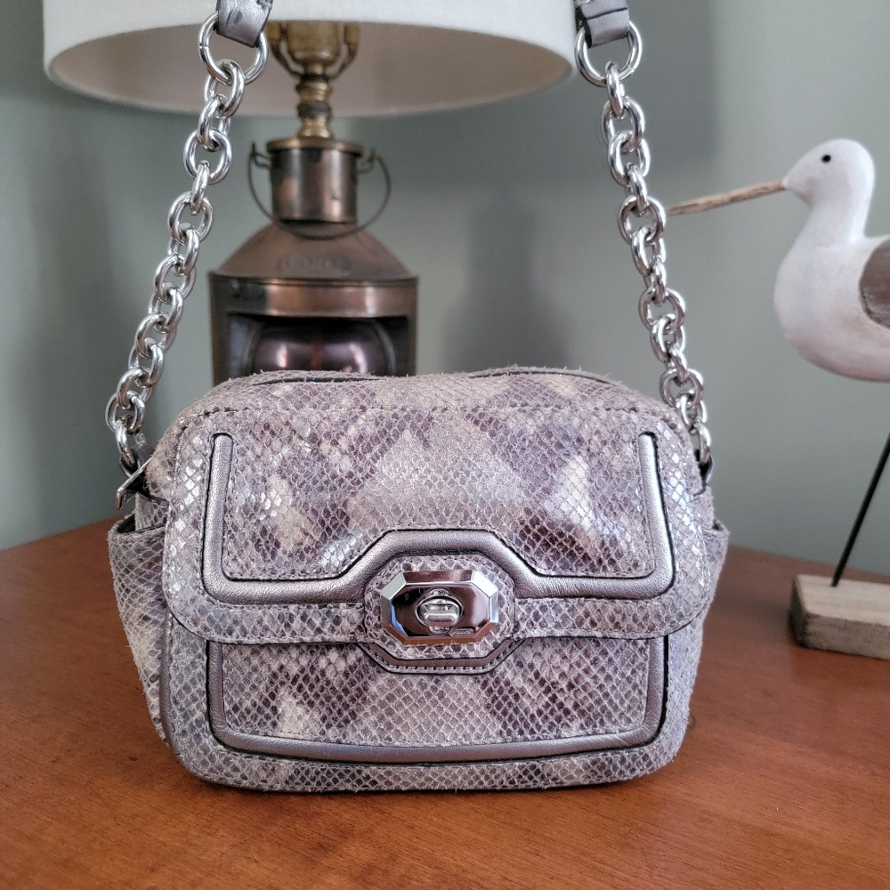 Coach F24849 Campbell Exotic Crossbody Python Suede Camera Bag Y2K